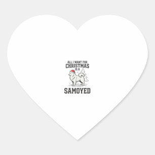 Pegatina En Forma De Corazón Todo lo que Quiero para Navidad Perro Samoyedo