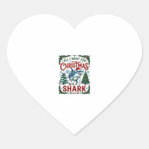 Pegatina En Forma De Corazón Todos Quieren Tiburones de Navidad Pinos