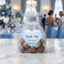 Pegatina En Forma De Corazón Tono Azul en Rayas de Boda Agradecer