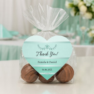 Pegatina En Forma De Corazón Tono verde en raya tonos de boda agradecimiento
