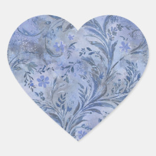 Pegatina En Forma De Corazón Tonos soñadores azul ahumado Periwinkle pictórico