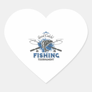 Pegatina En Forma De Corazón Torneo de pesca, pescado, pescador, lago, océano, 