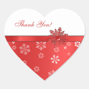 Pegatina En Forma De Corazón Tornillo de nieve rojo y blanco de invierno Gracia
