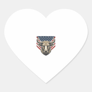 Pegatina En Forma De Corazón Toro Patriótico Cabeza Grabado Vintage Arte Vector