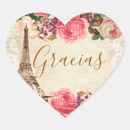 Pegatina En Forma De Corazón Torre Eiffel elegante lamentable de la vendimia