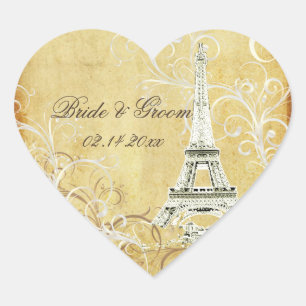 PEGATINA EN FORMA DE CORAZÓN TORRE EIFFEL VINTAGE/TORNILLOS DE VANILLA