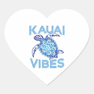 Pegatina En Forma De Corazón Tortuga azul tribal polinesia Kauai Vibes