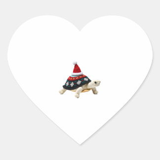 Pegatina En Forma De Corazón Tortuga con sombrero de Santa - Camiseta fea de Na