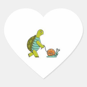 Pegatina En Forma De Corazón Tortuga De Animales Graciosos Y Caracol