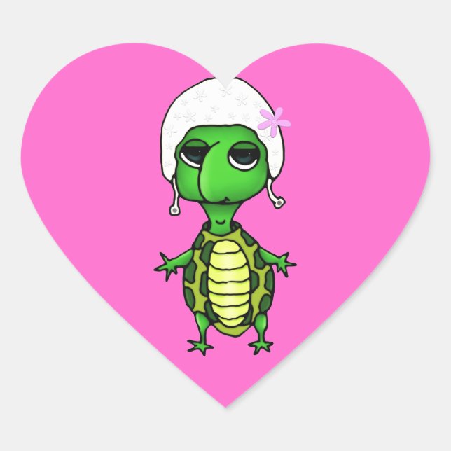 Pegatina En Forma De Corazón Tortuga de baño (Anverso)