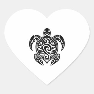 Pegatina En Forma De Corazón Tortuga de buceador de tatuaje de bonito