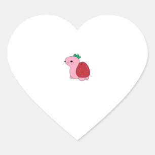 Pegatina En Forma De Corazón Tortuga de fresa de rubefacción rosa suave T-Shi c