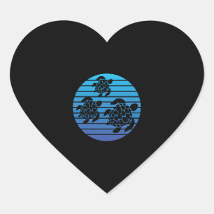 Pegatina En Forma De Corazón Tortuga de mar Familia Océano Azul Natación