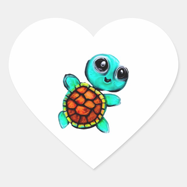 Pegatina En Forma De Corazón Tortuga de pintura cáustica (Anverso)