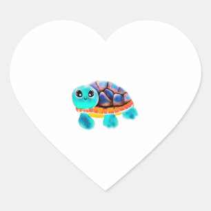 Pegatina En Forma De Corazón Tortuga de pintura cáustica Copia