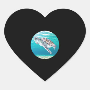 Pegatina En Forma De Corazón Tortuga del Mar Verde
