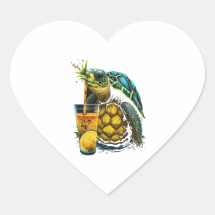 Pegatina En Forma De Corazón Tortuga hawaiana tortugas piña Aloha