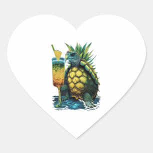 Pegatina En Forma De Corazón Tortuga hawaiana tortugas piña Aloha