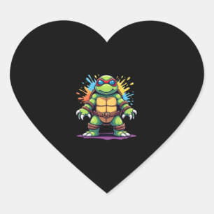 Pegatina En Forma De Corazón Tortuga Linda Con Gafas De Sol Salpicadura De Pint