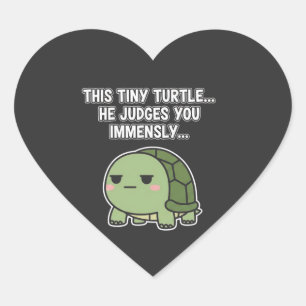 Pegatina En Forma De Corazón Tortuga Ljudicial Adorable Sarcasmo Minimalista