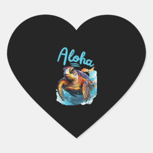 Pegatina En Forma De Corazón Tortuga marina de Aloha, Hawái, verano bajo el agu