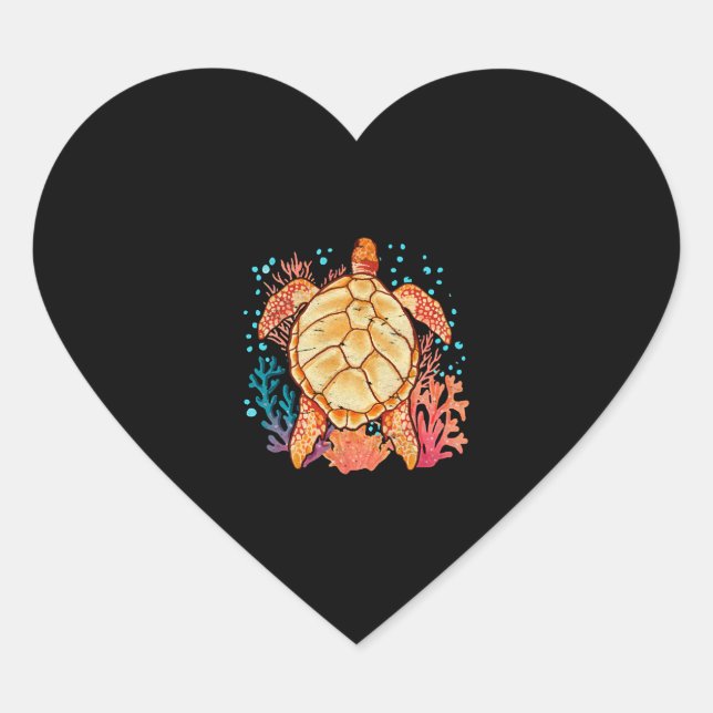 Pegatina En Forma De Corazón Tortuga marina hawaiana (Anverso)