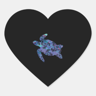 Pegatina En Forma De Corazón Tortuga marina Mandala arte mágico de color ligero