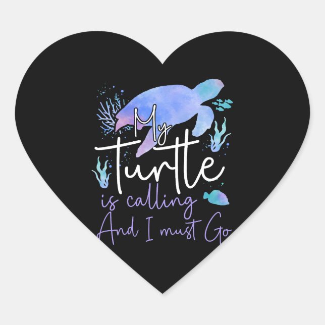 Pegatina En Forma De Corazón Tortuga marina Tortoise (Anverso)