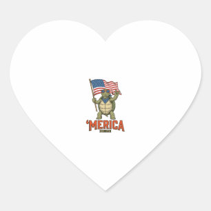 Pegatina En Forma De Corazón Tortuga Patriótica ‘Merica Vector Vintage