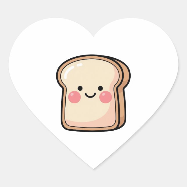 Pegatina En Forma De Corazón Tostada Feliz (Anverso)