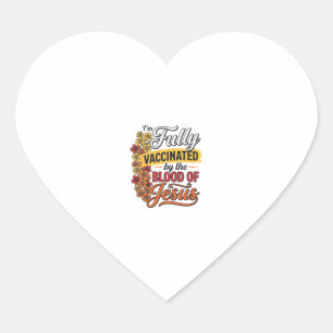 Pegatina En Forma De Corazón Totalmente vacunado por la sangre de Jesús Diseño 