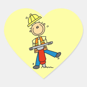 Pegatina En Forma De Corazón Trabajador de Construcción I Construyo Camisetas y
