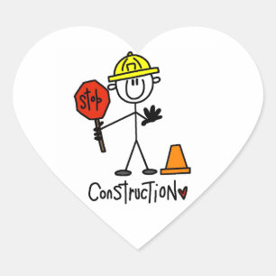 Pegatina En Forma De Corazón Trabajador de la Construcción Figura de Palitos