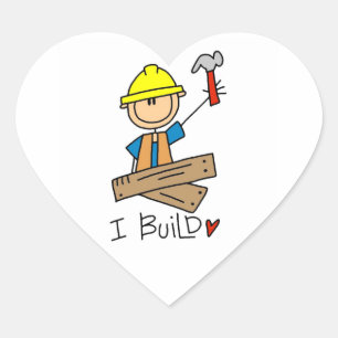 Pegatina En Forma De Corazón Trabajador de la Construcción I Construyo Camiseta