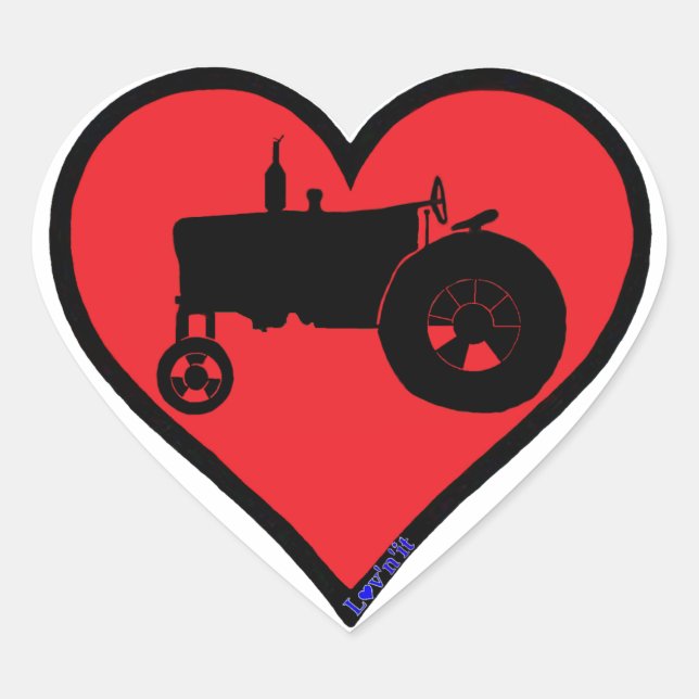 Pegatina En Forma De Corazón tractor de granja (Anverso)