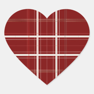 Pegatina En Forma De Corazón Tradición Cuadros Acogedor Cabaña de Troncos Rojo