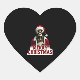 Pegatina En Forma De Corazón Traje de esqueleto de Santa Claus Calavera Navidad