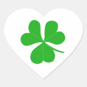Pegatina En Forma De Corazón Trébol de la suerte verde