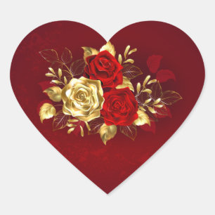 Pegatina En Forma De Corazón Tres Rosas Joyas