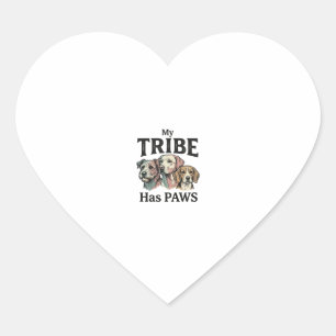 Pegatina En Forma De Corazón Tribu de perros tiene patas diseño de grabado vint