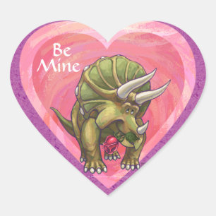Pegatina En Forma De Corazón Triceratops In Love El día de San Valentín