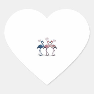 Pegatina En Forma De Corazón Trío de Flamencos Patrióticos Diseño de Grabado Vi