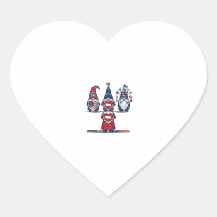 Pegatina En Forma De Corazón Trío de gnomos patrióticos diseño vectorial vintag
