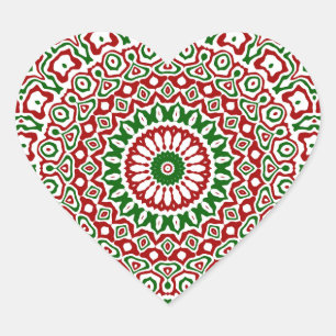 Pegatina En Forma De Corazón Trippy Hippie Groovy Boho Funky Navidades Mandala