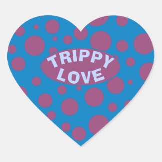 Pegatina En Forma De Corazón Trippy Love Purple Dots Sintiendo Psicodelía Azul