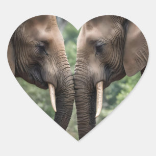 Pegatina En Forma De Corazón "Trunk to Trunk: A Gentelphant Embrace"