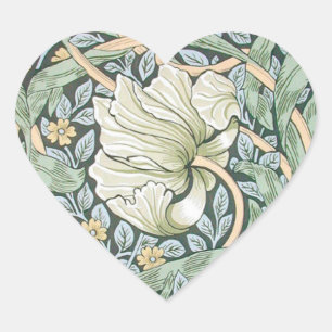 Pegatina En Forma De Corazón Tulipanes Pimpernel Arte Botánico de William Morri