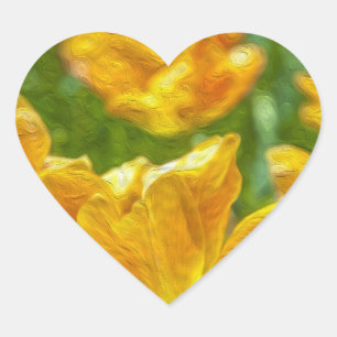 Pegatina En Forma De Corazón Tulipanes pintados