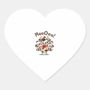Pegatina En Forma De Corazón Turco Moo Cow Cstume Bastante Gracioso Día de Acci