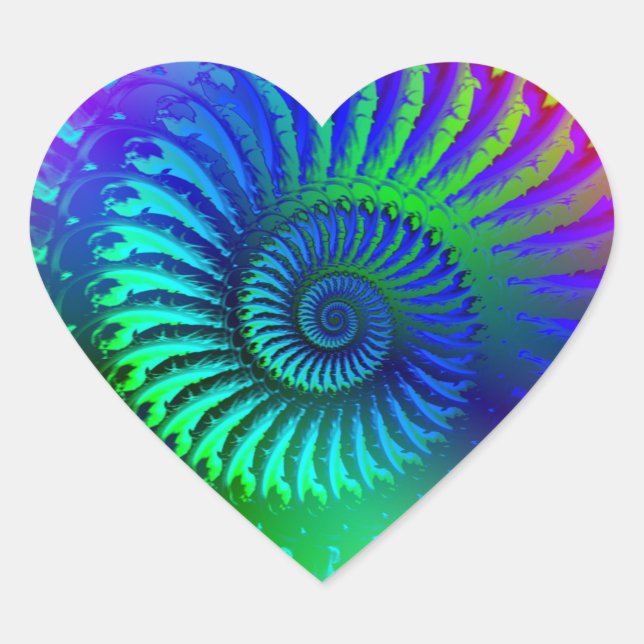 Pegatina En Forma De Corazón Turquesa azul psicodélico (Anverso)